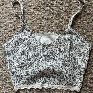 American Eagle Outfitters Silver White Fitted Crop Camisole